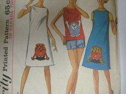 5918 SIMPLICITY 1965 SKIMMER DRESS, JUMPER, TOP, GONK TRANSFER PATTERN 14 T 34"